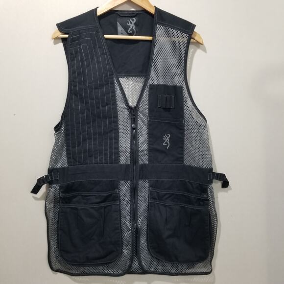 Browning Mens Clay Shooting Vest Medium Black Mesh Range Target Utility - Picture 1 of 10